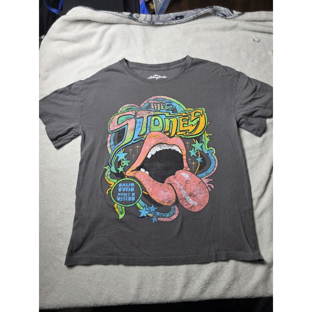 The Rolling Stones Some Girls T Shirt XL Tongue Lips Graphic Gray Band Tee